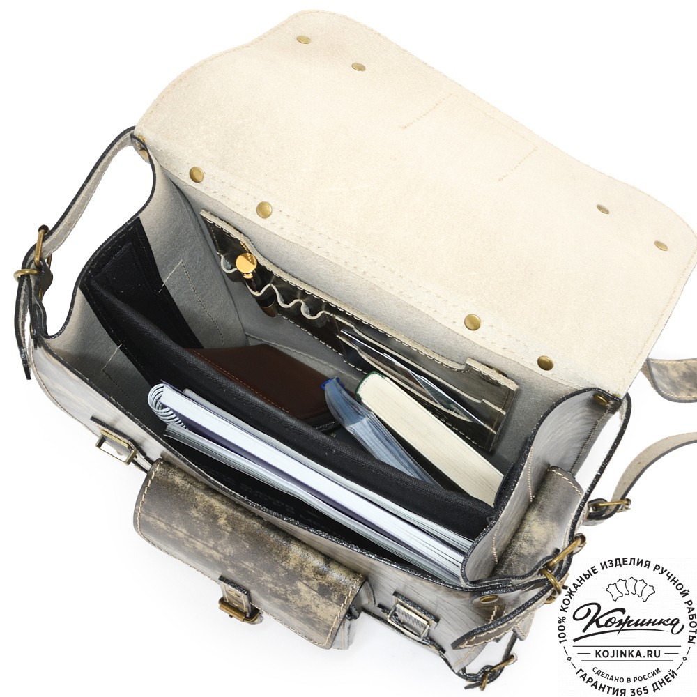 Кожаный ранец "Максимус 3" (пепел глянец)